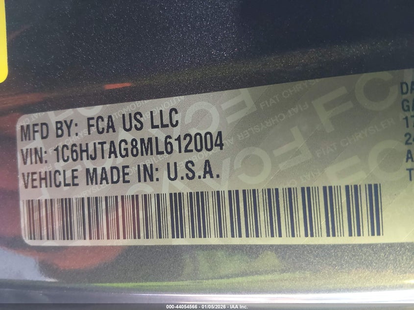 VIN 1C6HJTAG8ML612004 2021 JEEP GLADIATOR SPORT S 4X4