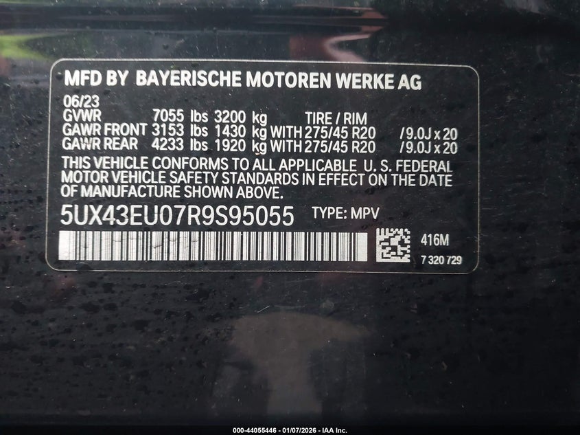 2024 BMW X5 Phev xDrive50E VIN: 5UX43EU07R9S95055 Lot: 44055446