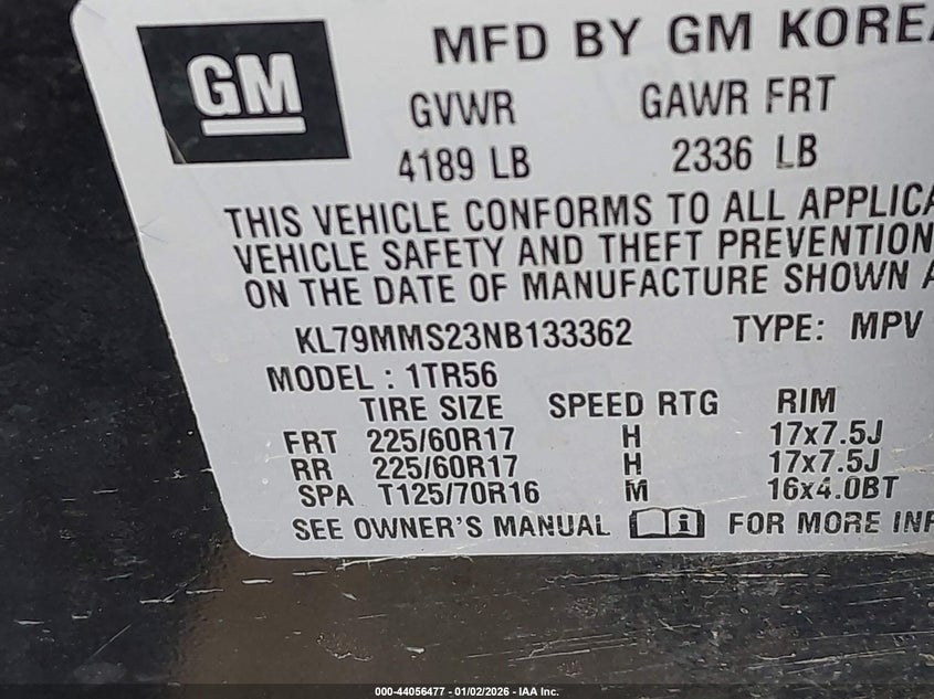 2022 Chevrolet Trailblazer Fwd Ls VIN: KL79MMS23NB133362 Lot: 44056477