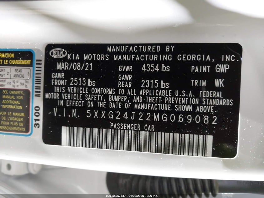 2021 Kia K5 Lx VIN: 5XXG24J22MG069082 Lot: 44057737