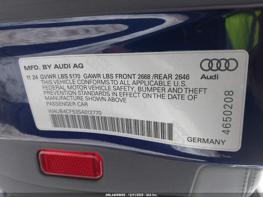2025 Audi S5 Sportback - WAUB4CF53SA012770