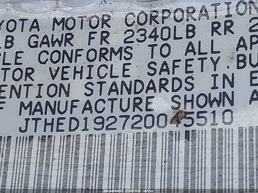 2002 Lexus Is 300 Sport Cross VIN: JTHED192720045510 Lot: 44060028