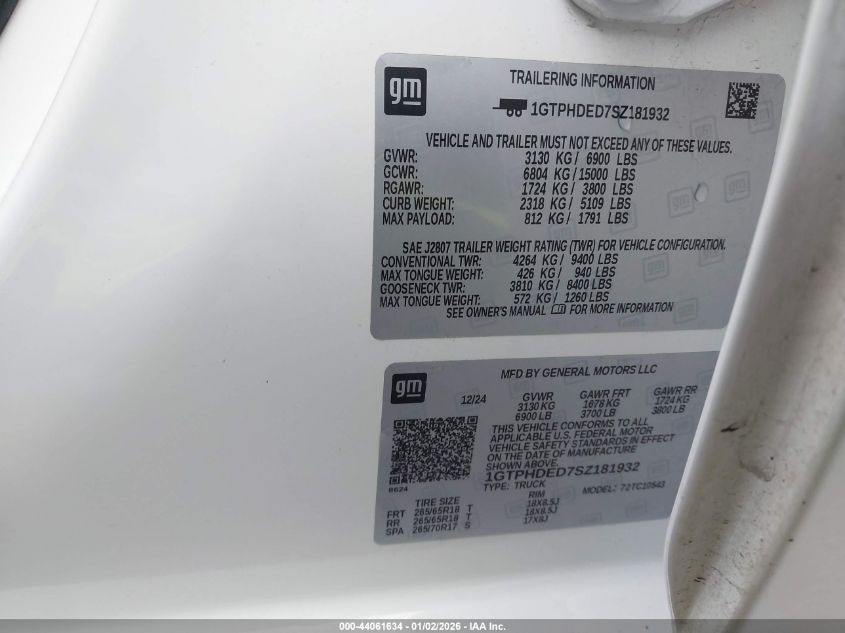 2025 GMC Sierra 1500 - 1GTPHDED7SZ181932