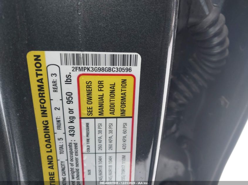 2016 Ford Edge Se VIN: 2FMPK3G98GBC30596 Lot: 44061935