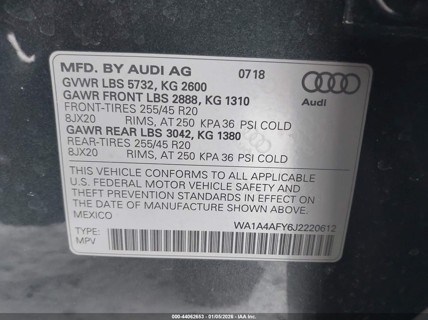 VIN WA1A4AFY6J2220612 2018 AUDI SQ5 3.0T PREMIUM PLUS