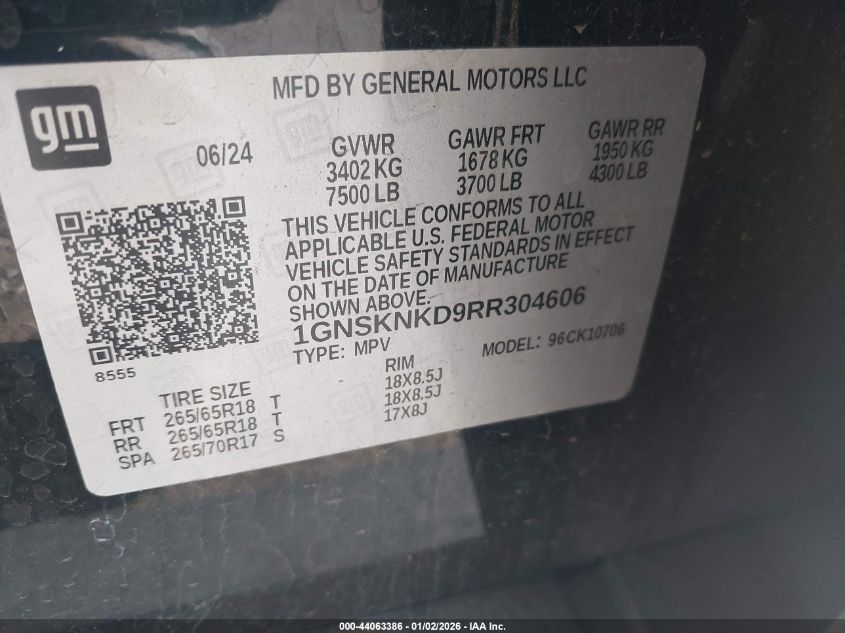 2024 Chevrolet Tahoe - 1GNSKNKD9RR304606
