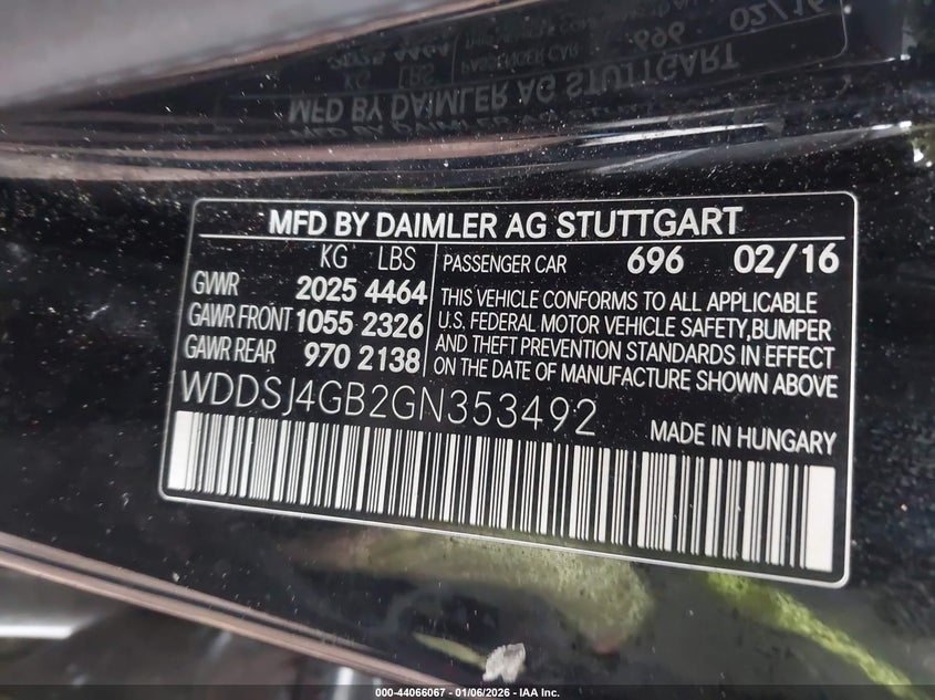 2016 Mercedes-Benz Cla 250 4Matic VIN: WDDSJ4GB2GN353492 Lot: 44066067