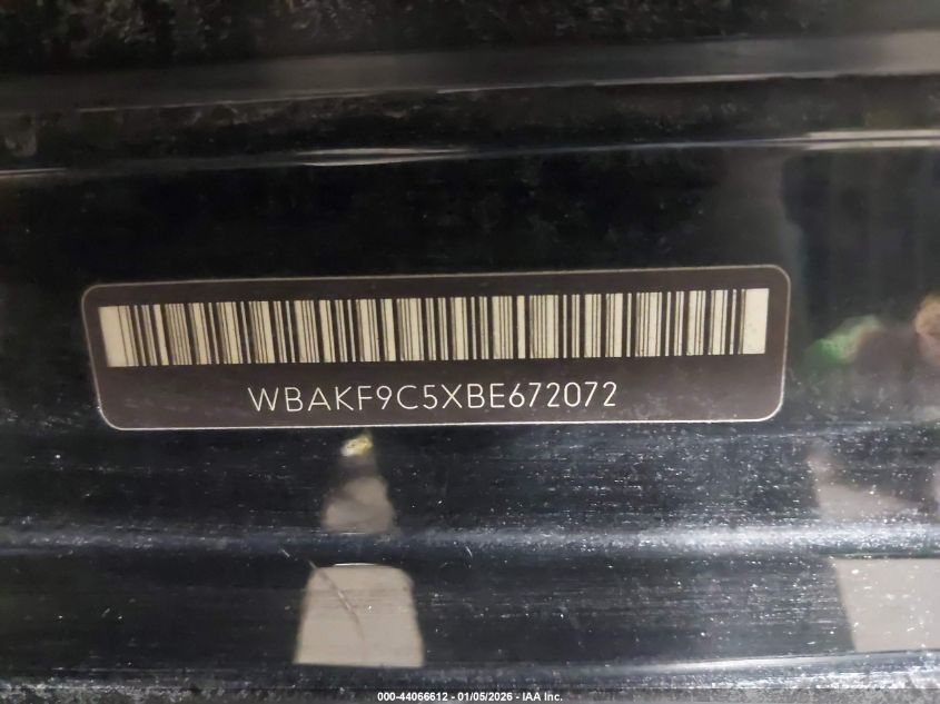 2011 BMW 335I xDrive VIN: WBAKF9C5XBE672072 Lot: 44066612