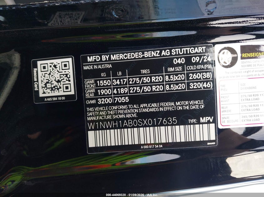 VIN W1NWH1AB0SX017635 2025 MERCEDES-BENZ G 550 4MATIC