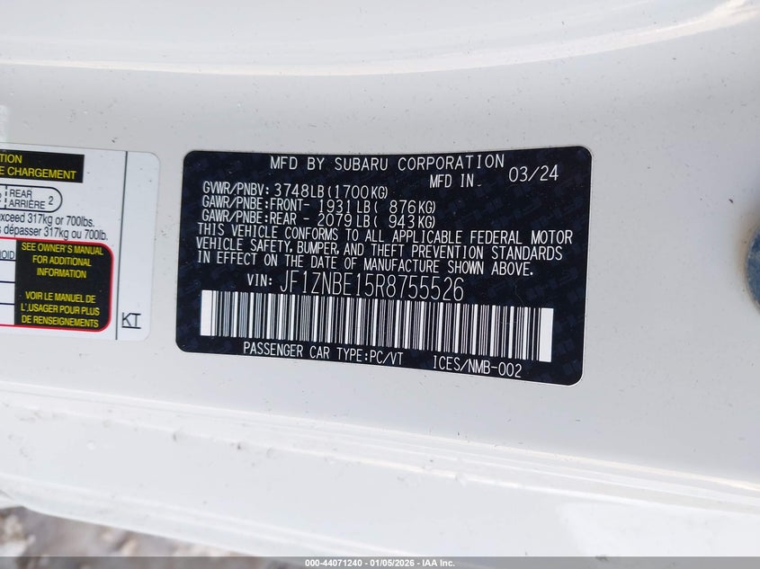 2024 Toyota Gr86 Premium VIN: JF1ZNBE15R8755526 Lot: 44071240
