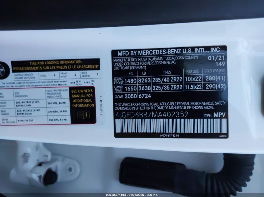 2021 Mercedes-Benz GLE-Class - 4JGFD6BB7MA402352