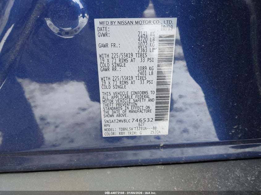 VIN 5N1AT2MV8LC746532 2020 NISSAN ROGUE SL INTELLIGENT AWD