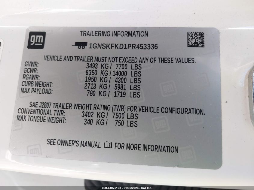 2023 Chevrolet Suburban - 1GNSKFKD1PR453336