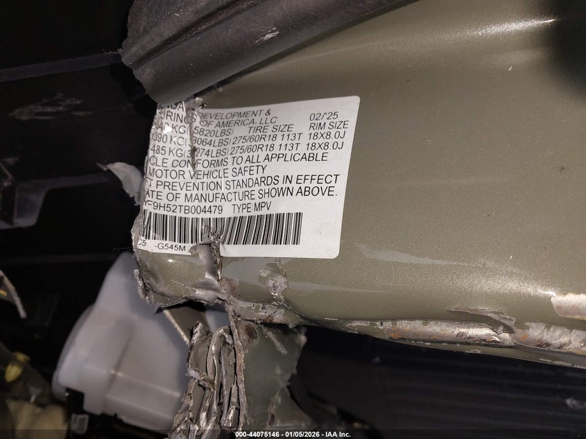 2026 Honda Passport Awd Trailsport/Awd Trailsport Blackout VIN: 5FNYF9H52TB004479 Lot: 44075146