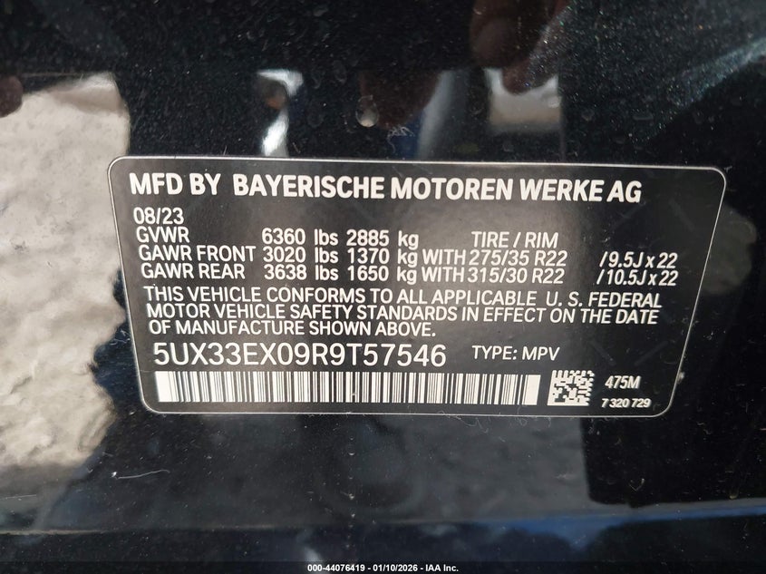 VIN: 5UX33EX09R9T57546 2024 BMW X6 XDRIVE40I