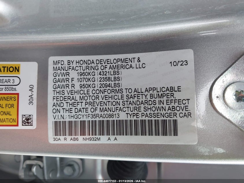 2024 Honda Accord(VIN: 1HGCY1F35RA008813
