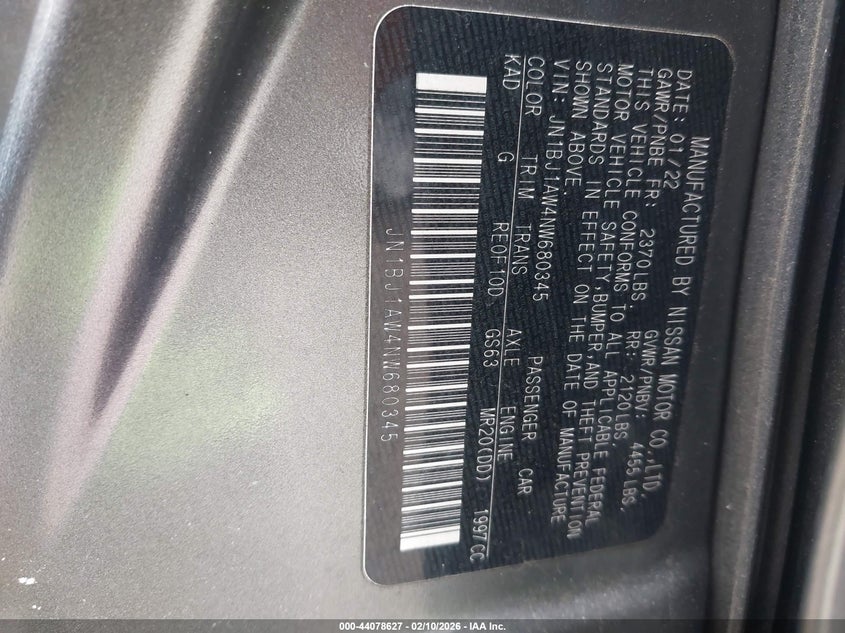 2022 Nissan Rogue Sport S Awd Xtronic Cvt VIN: JN1BJ1AW4NW680345 Lot: 44078627