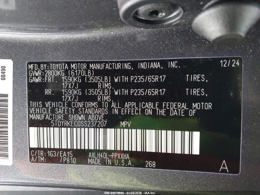 2025 Toyota Sienna - 5TDYRKEC0SS237207