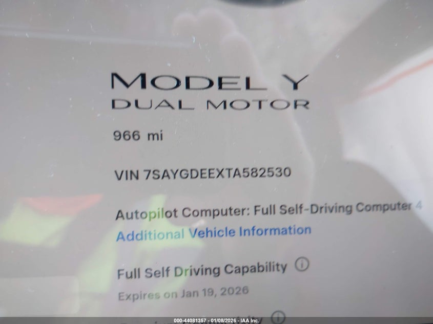 VIN 7SAYGDEEXTA582530 2026 TESLA MODEL Y LONG RANGE LAUNCH SERIES/PREMIUM ALL-WHEEL DRIVE