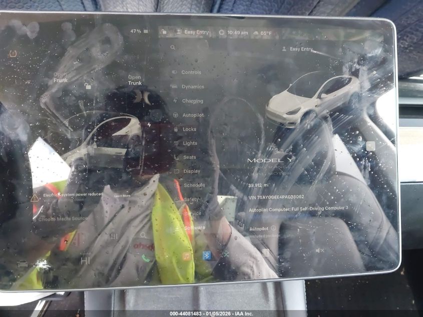 2023 Tesla Model Y Awd/Long Range Dual Motor All-Wheel Drive VIN: 7SAYGDEE4PA038062 Lot: 44081483