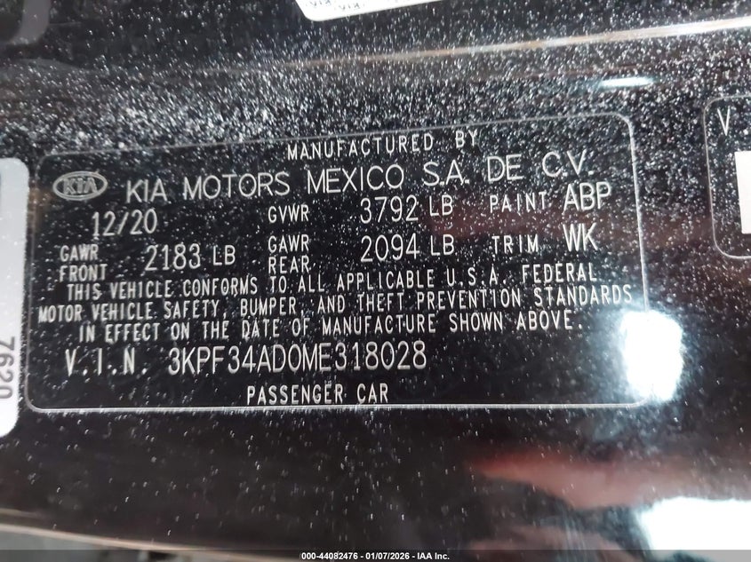 VIN 3KPF34AD0ME318028 2021 KIA FORTE GT-LINE