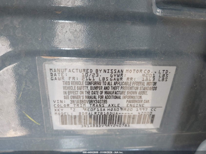 VIN 3N1AB8DV9RY240785 2024 NISSAN SENTRA SR XTRONIC CVT