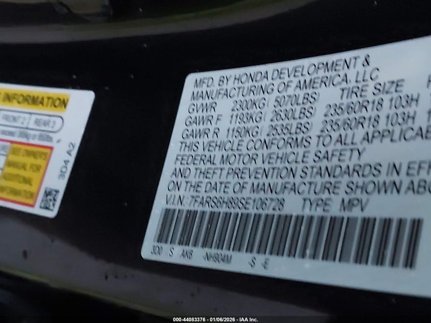 VIN 7FARS6H89SE106728 2025 HONDA CR-V HYBRID SPORT-L