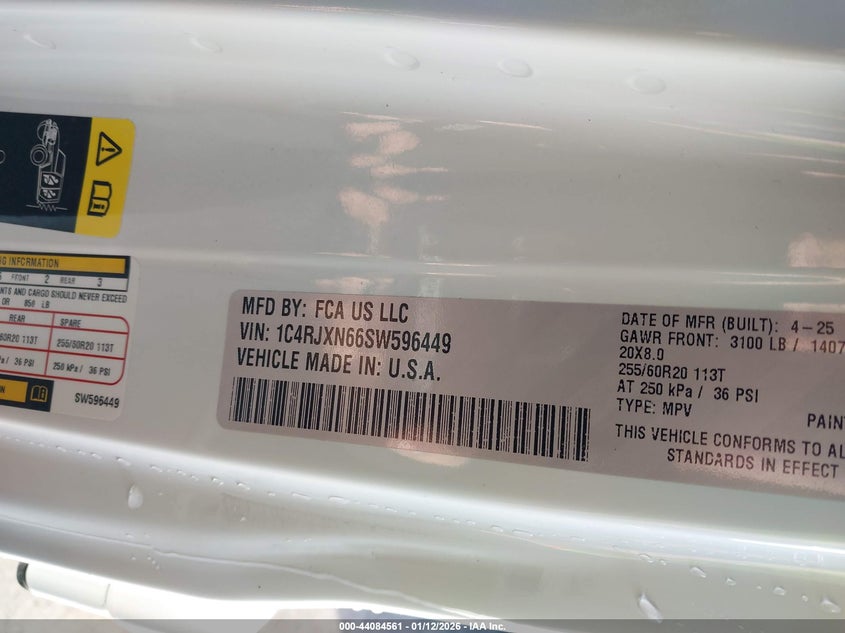 VIN 1C4RJXN66SW596449 2025 JEEP WRANGLER 4XE SPORT S 4XE