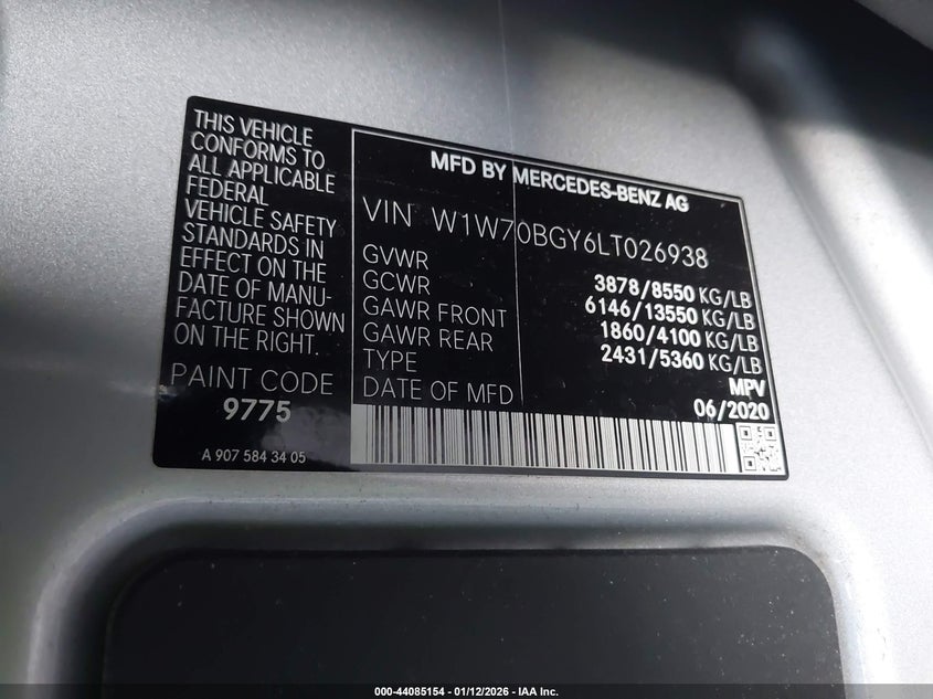 2020 Mercedes-Benz Sprinter 1500 Standard Roof I4