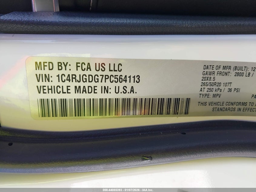 2023 JEEP GRAND CHEROKEE 3.6L V-6 DOHC, VVT, (VIN: 1C4RJGDG7PC564113