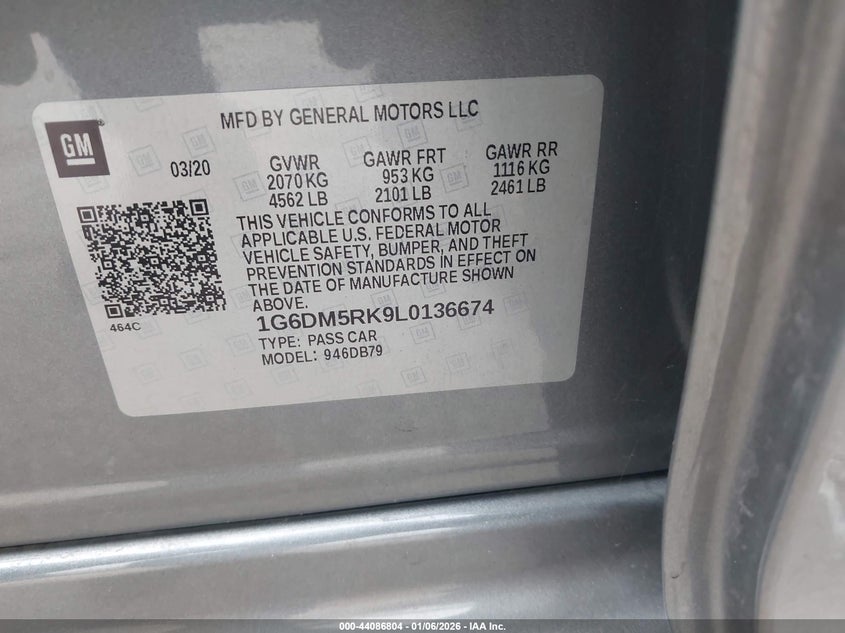 2020 Cadillac Ct5 Luxury VIN: 1G6DM5RK9L0136674 Lot: 44086804