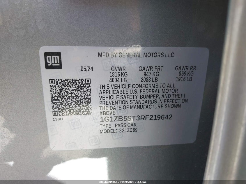 VIN 1G1ZB5ST3RF219642 2024 CHEVROLET MALIBU FWD LS