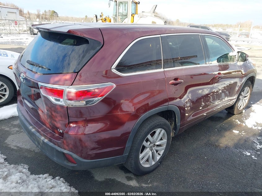 Vin: 5tdzarfh4es008886, lot: 44588208, toyota highlander le 20144