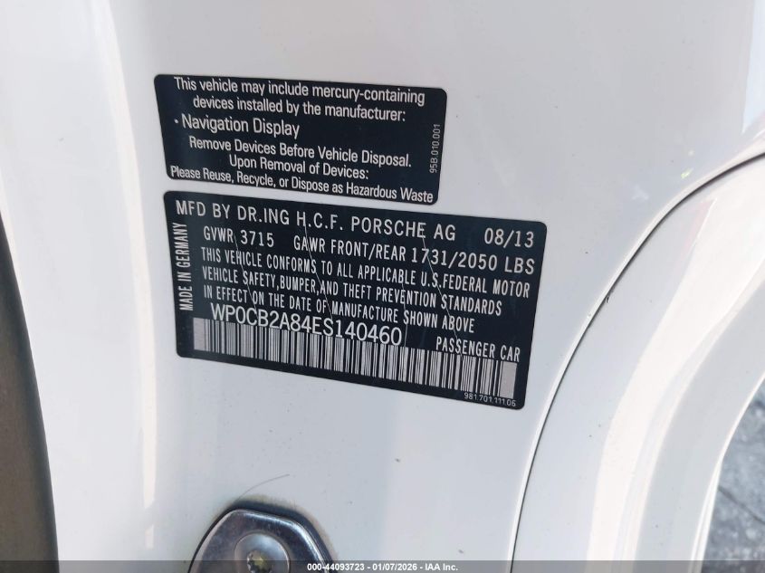 2014 Porsche Boxster - WP0CB2A84ES140460