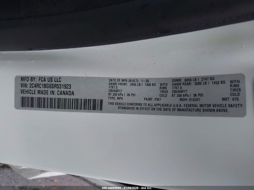 2025 Chrysler Pacifica - 2C4RC1BG6SR531923