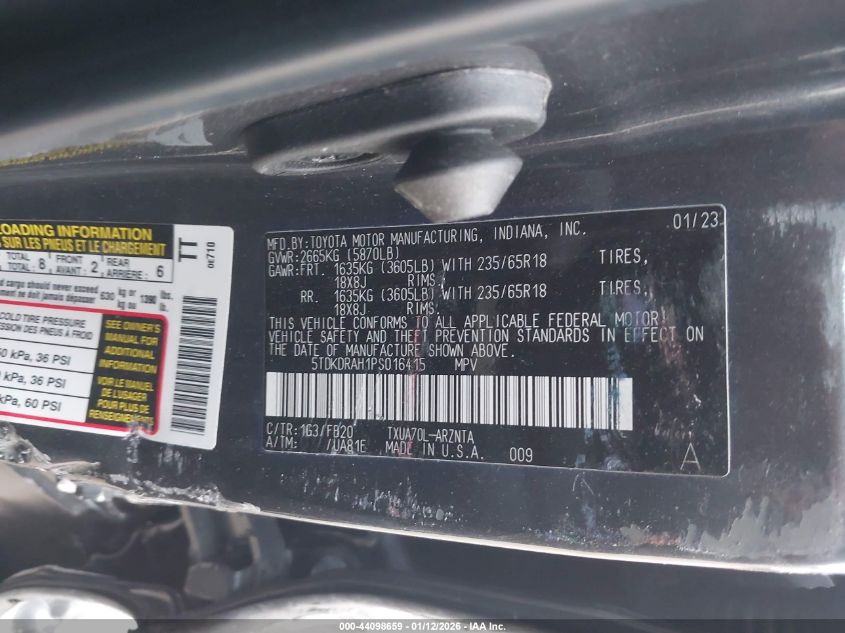 2023 Toyota Highlander Le VIN: 5TDKDRAH1PS016415 Lot: 44098659