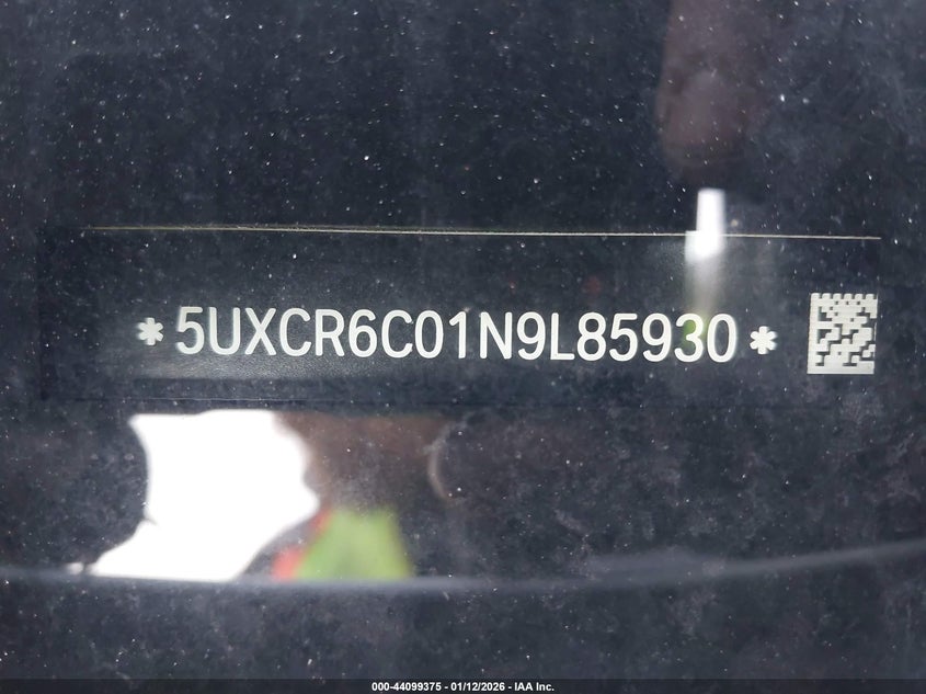 VIN 5UXCR6C01N9L85930 2022 BMW X5 XDRIVE40I