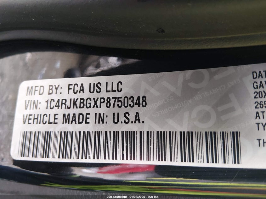 VIN 1C4RJKBGXP8750348 2023 JEEP GRAND CHEROKEE L LIMITED 4X4