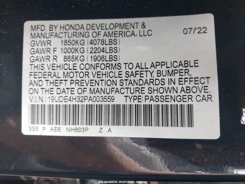 19UDE4H32PA003559 Acura Integra A-spec