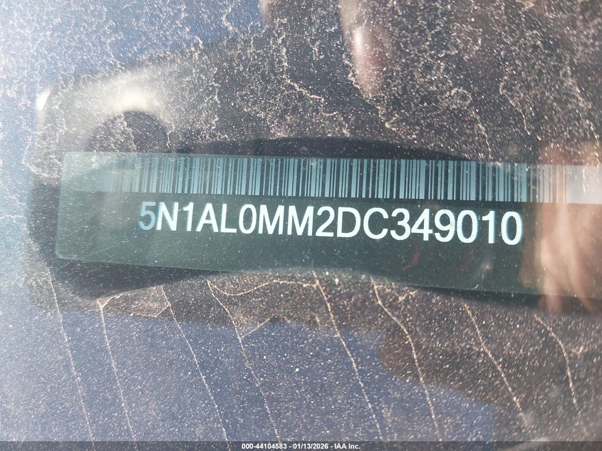 2013 Infiniti Jx35 VIN: 5N1AL0MM2DC349010 Lot: 44104583