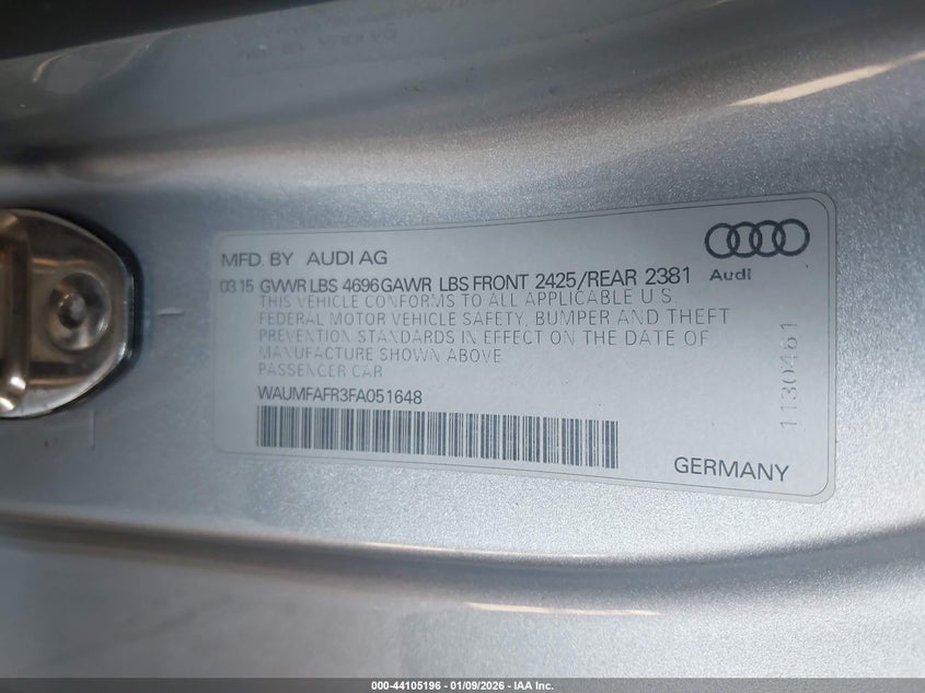 2015 Audi A5 2.0T Premium VIN: WAUMFAFR3FA051648 Lot: 44105196
