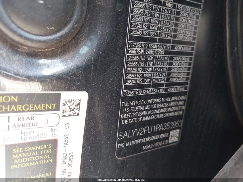 2023 Land Rover Range Rover Velar P400 Hst VIN: SALYV2FU1PA353953 Lot: 44106906