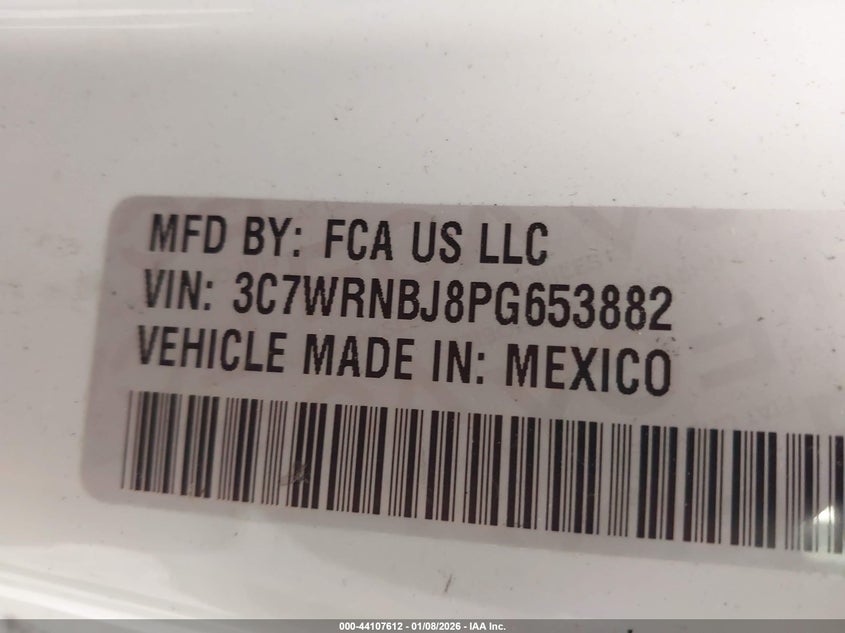 2023 Ram 5500 Ram Chassis Tradesman/Slt Unknown Lot 111044107612 Vin 3C7WRNBJ8PG653882
