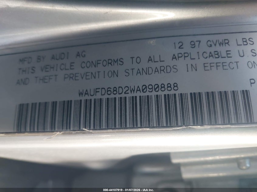 1998 Audi A4 Avant VIN: WAUFD68D2WA090888 Lot: 44107919