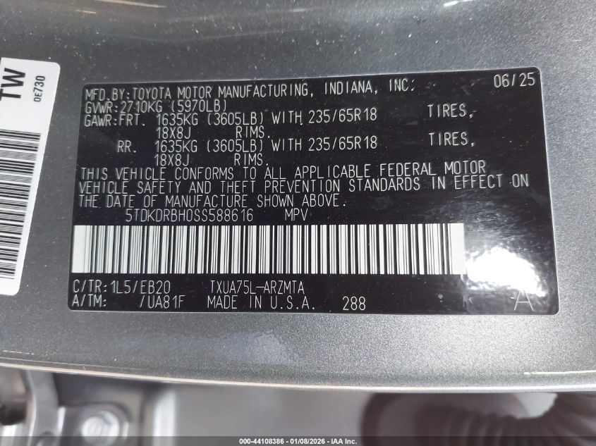 2025 Toyota Highlander - 5TDKDRBH0SS588616