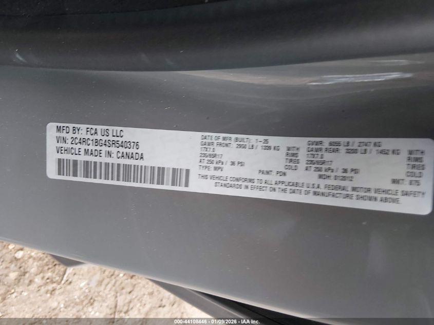 2025 Chrysler Pacifica - 2C4RC1BG4SR540376