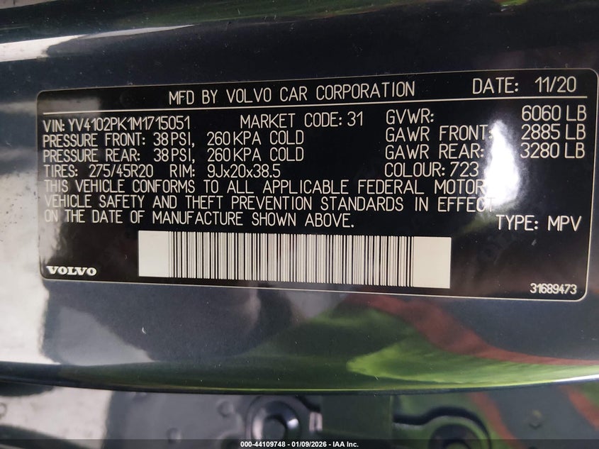 2021 Volvo Xc90 T5 Momentum 7 Passenger VIN: YV4102PK1M1715051 Lot: 44109748