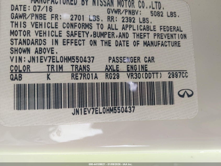 VIN JN1EV7EL0HM550437 2017 INFINITI Q60 3.0T PREMIUM