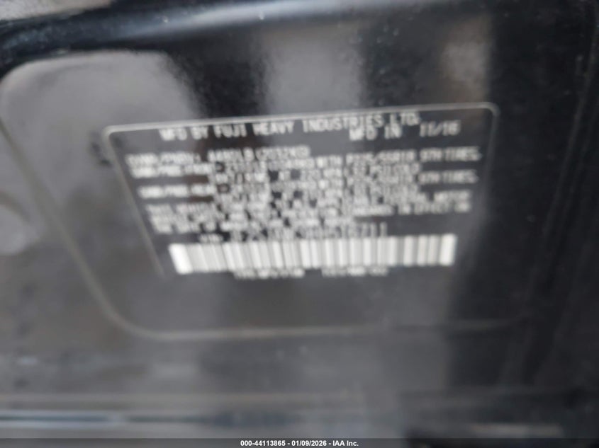 VIN JF2SJAWC9HH516711 2017 SUBARU FORESTER 2.5I TOURING