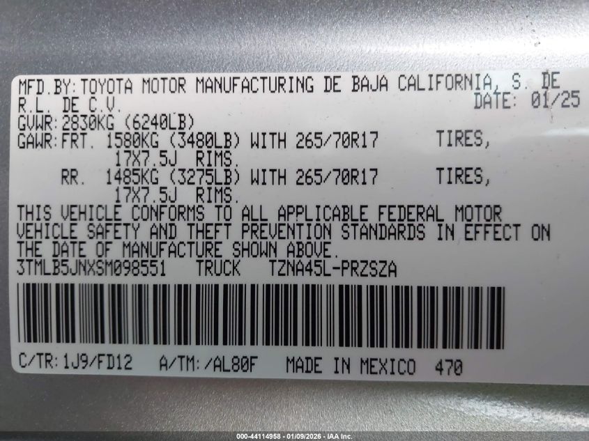 2025 Toyota Tacoma - 3TMLB5JNXSM098551